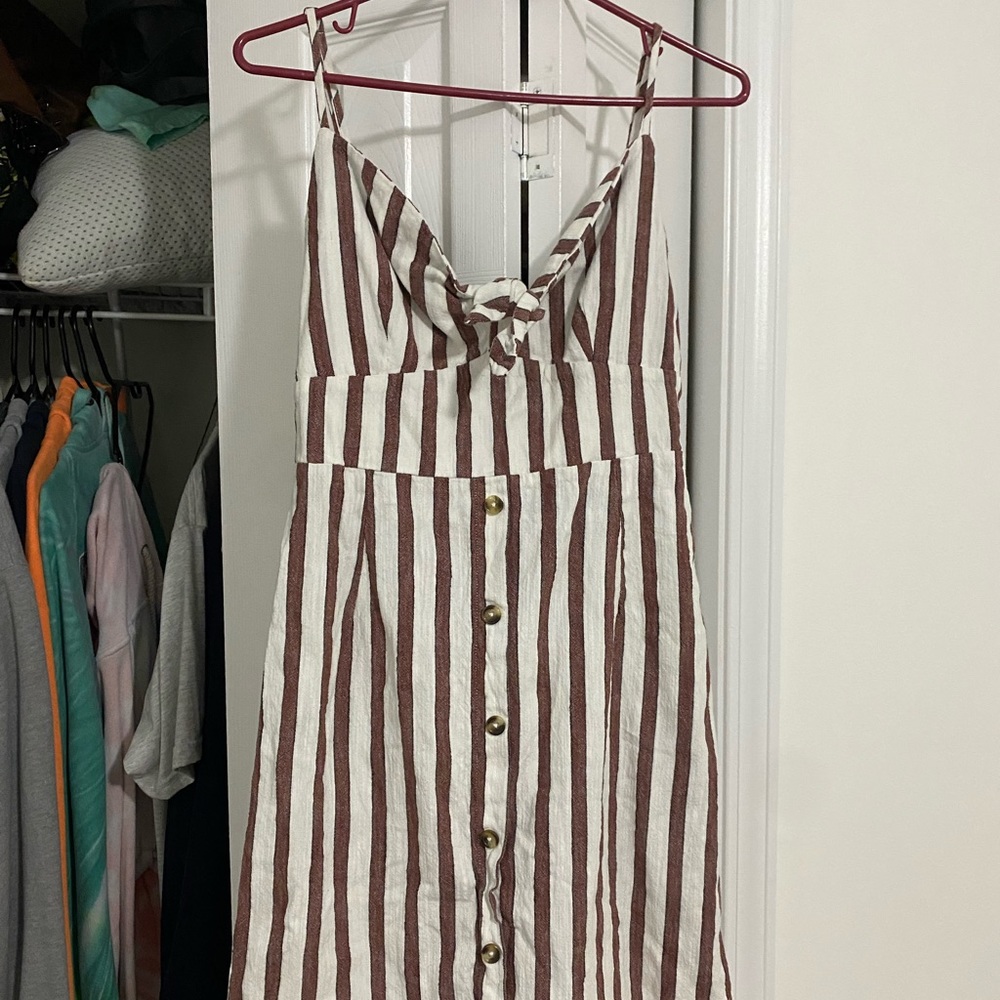 White Striped Knot Dress